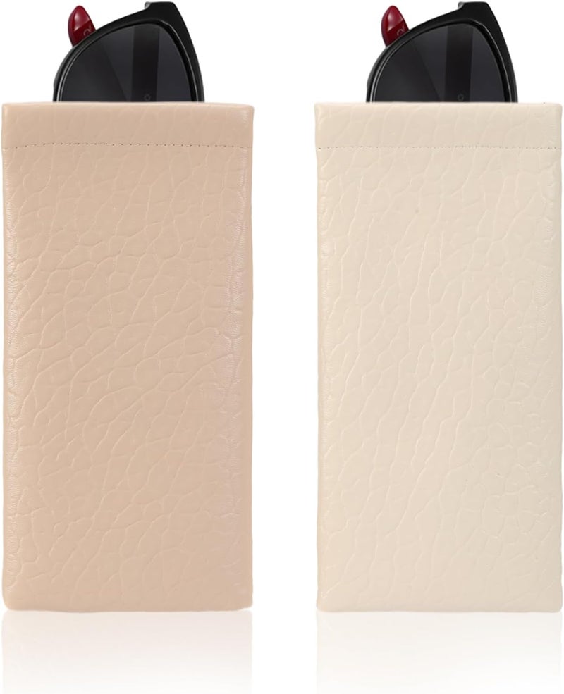COMF-PRO Store Squeeze Top Sunglass Pouch - Portable Sunglass Organizer Pouch Bags Soft PU Leather Glasses 2 Pack - Image 1
